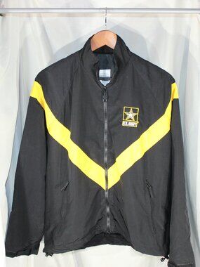 US Army Issue APFU PT Uniform Cold Weather Jacket Black Gold Size SMALL SHORT